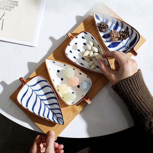 Japanese Seasoning Bowl Leaf Shape Ceramic Multipurpose Small Plates Appetizers Snack Dish Sauce Kitchen Dishes Sushi Cake Tray ShopOnlyDeal