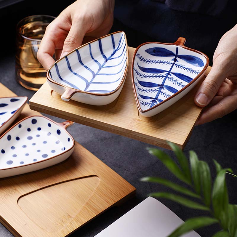 Japanese Seasoning Bowl Leaf Shape Ceramic Multipurpose Small Plates Appetizers Snack Dish Sauce Kitchen Dishes Sushi Cake Tray ShopOnlyDeal