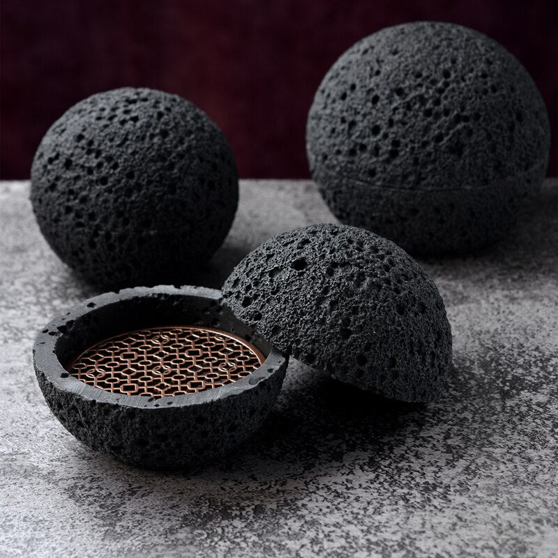 Volcanic Stone Bowl Creative Bowl of molecular cuisine Imitation volcanic stone ball disk Round smoked bowl Black tableware Soup bowls Planet bowl Uptrends