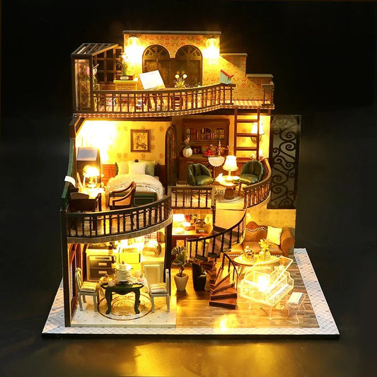 Miniature Doll Houses Creative handmade DIY 3D puzzle, pink assembly model, children's toys, girls, teenagers, adults, 12+gifts ShopOnlyDeal