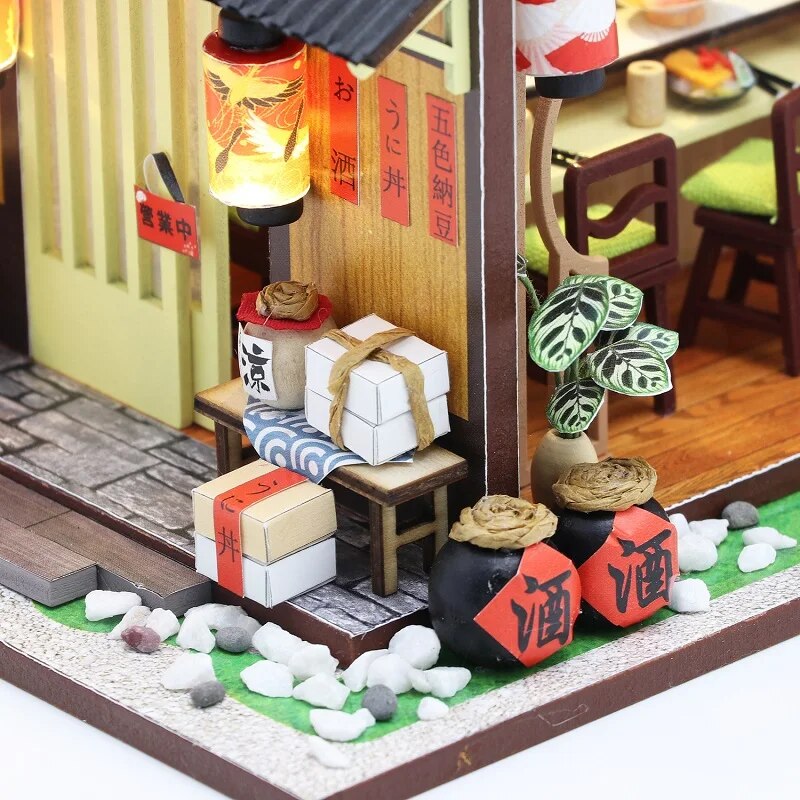 Sushi Shop Dollhouse Creative handmade and assembled cherry blossom sushi shop house, doll house, girls, classmates, teenagers, adult birthday gifts ShopOnlyDeal