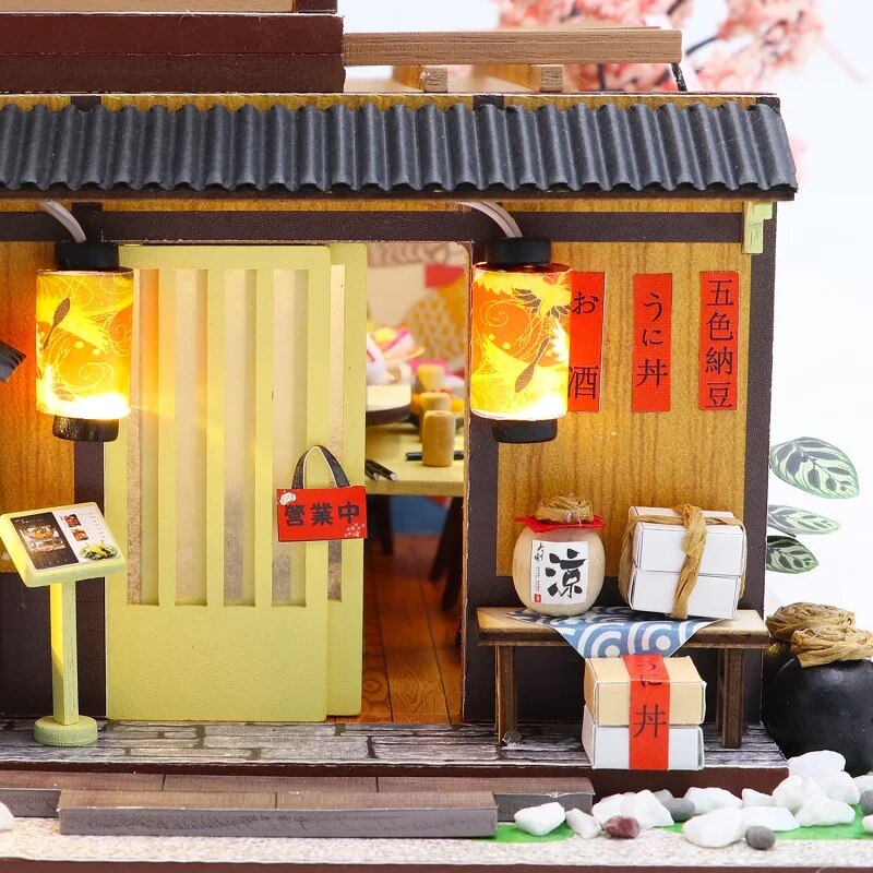 Sushi Shop Dollhouse Creative handmade and assembled cherry blossom sushi shop house, doll house, girls, classmates, teenagers, adult birthday gifts ShopOnlyDeal