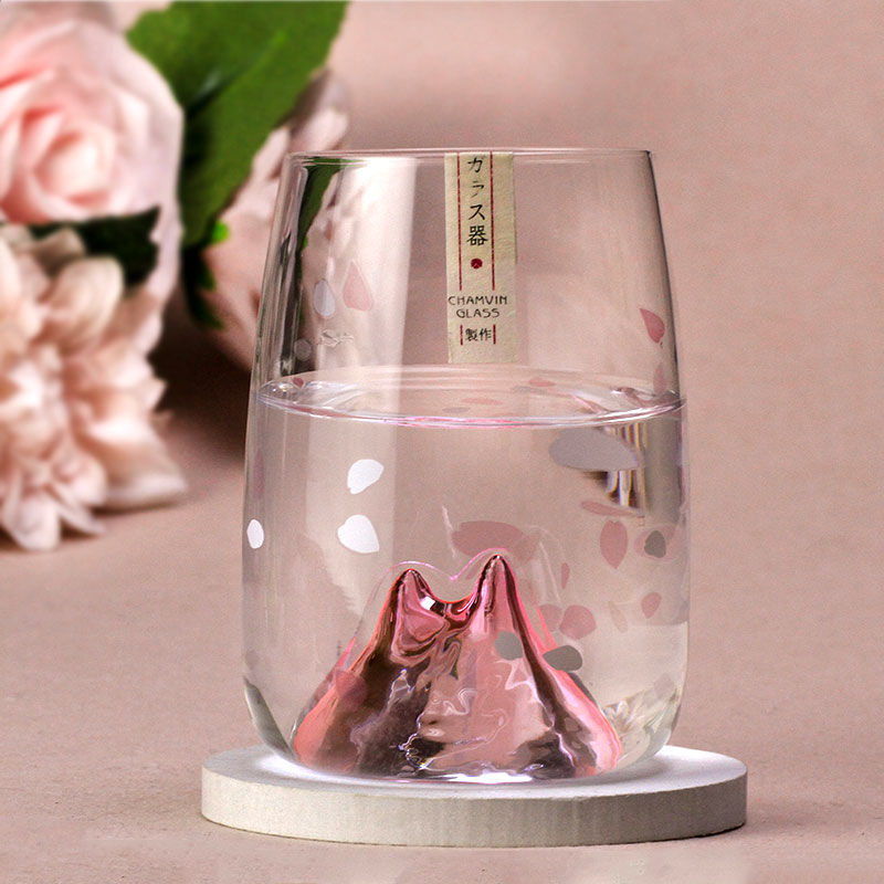 Creative water cup female new product autumn famous cherry blossom cup Japanese wine glass glass small fresh ins style ShopOnlyDeal