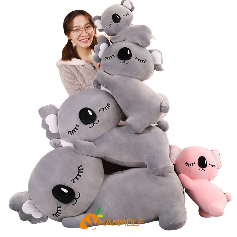 Cuddly Koala Doll Plush Toy Sleeping Kawaii Animal Lying Plushie Stuffed Peluche Grey Pink Squishy Kids Companion Gift ShopOnlyDeal