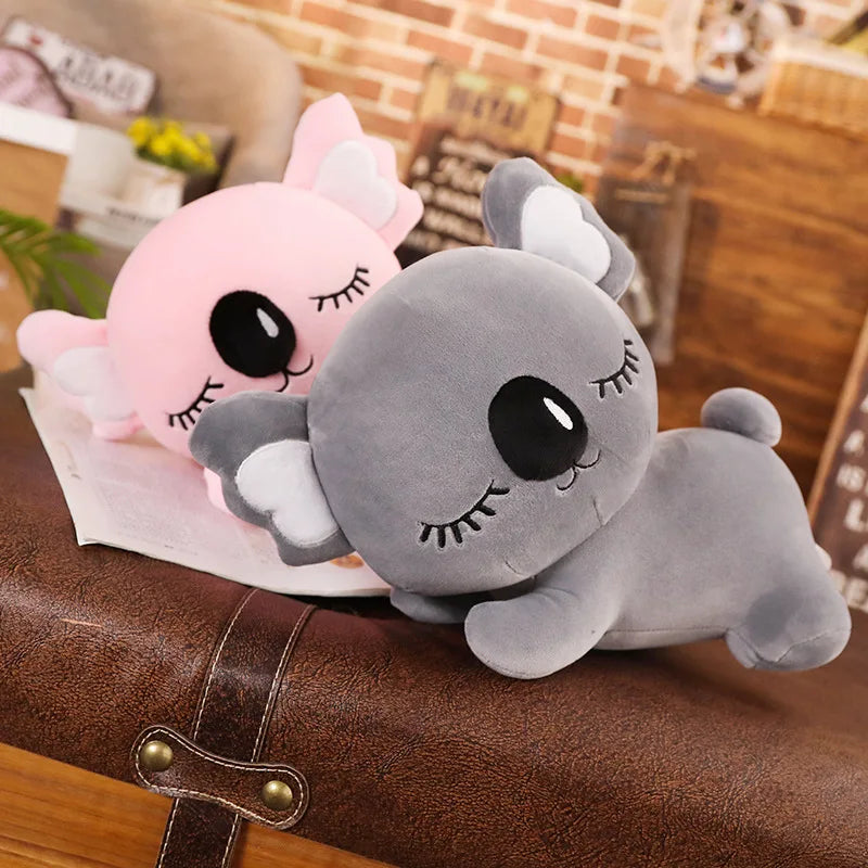 Cuddly Koala Doll Plush Toy - Sleeping Kawaii Animal Lying Plushie, Stuffed Peluche, Grey Pink Squishy Kids Companion Gift ShopOnlyDeal