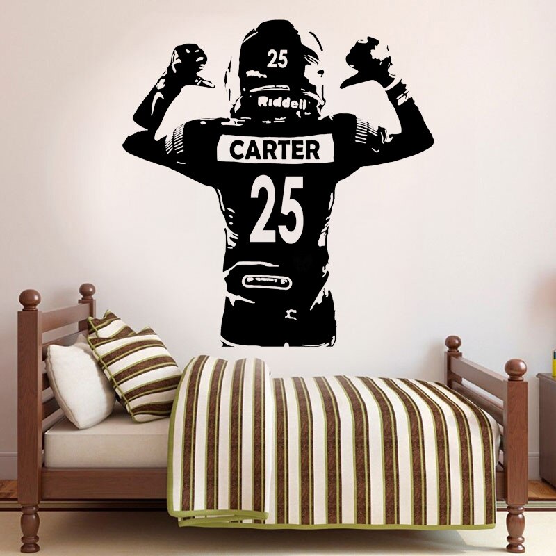 Custom Name and Number American Football Player Wall Decals Vinyl Home Decor Boys Bedroom Sport Sticker Personalized Murals ShopOnlyDeal