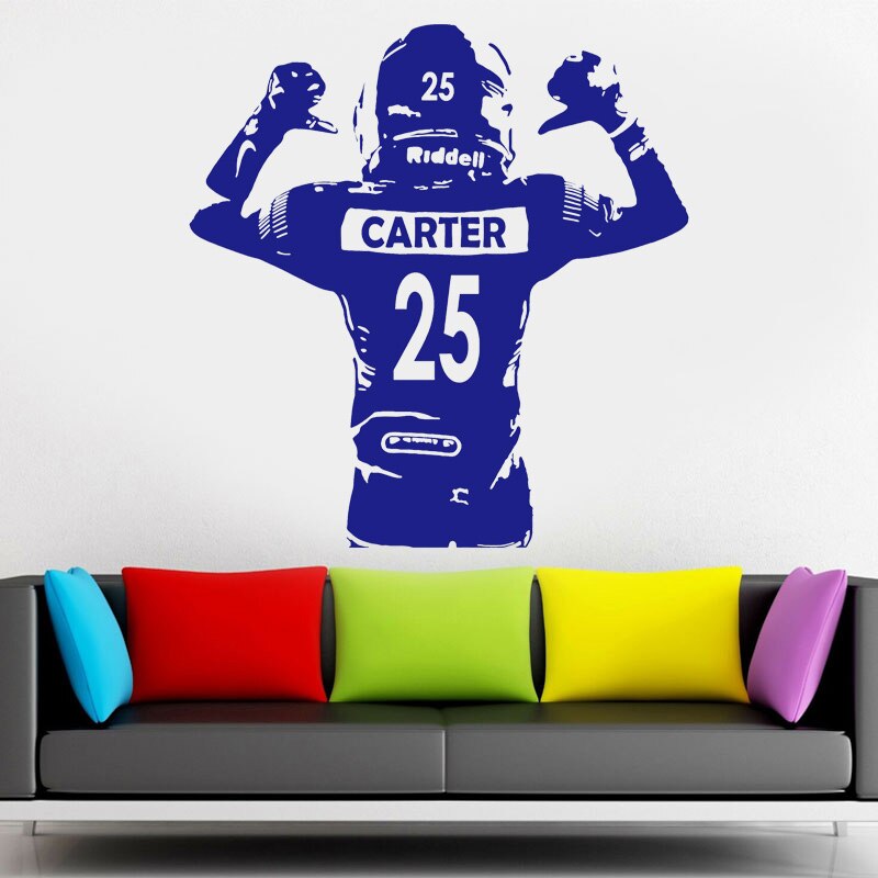 Custom Name and Number American Football Player Wall Decals Vinyl Home Decor Boys Bedroom Sport Sticker Personalized Murals ShopOnlyDeal