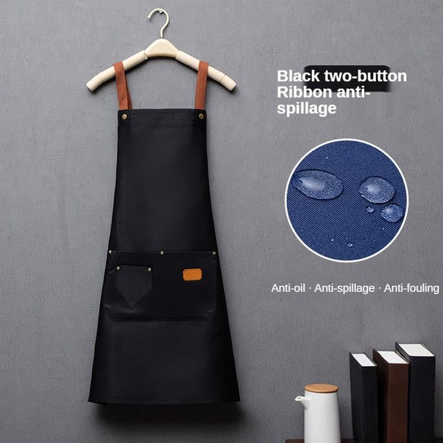 Personalized Apron Kitchen personality logo signature men's and women's kitchen Customized aprons home chef baking clothes with pockets adult bib waist bag ShopOnlyDeal