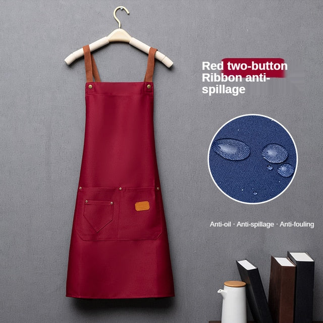 Personalized Apron Kitchen personality logo signature men's and women's kitchen Customized aprons home chef baking clothes with pockets adult bib waist bag ShopOnlyDeal