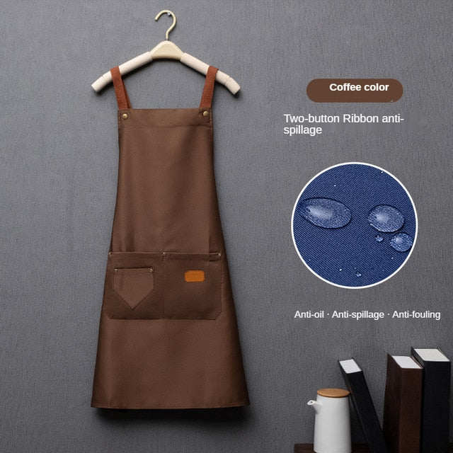 Personalized Apron Kitchen personality logo signature men's and women's kitchen Customized aprons home chef baking clothes with pockets adult bib waist bag ShopOnlyDeal