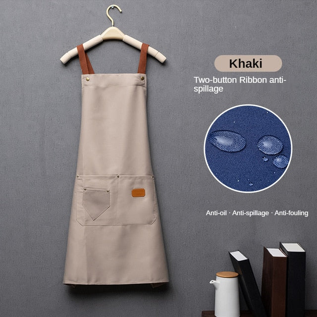 Personalized Apron Kitchen personality logo signature men's and women's kitchen Customized aprons home chef baking clothes with pockets adult bib waist bag ShopOnlyDeal