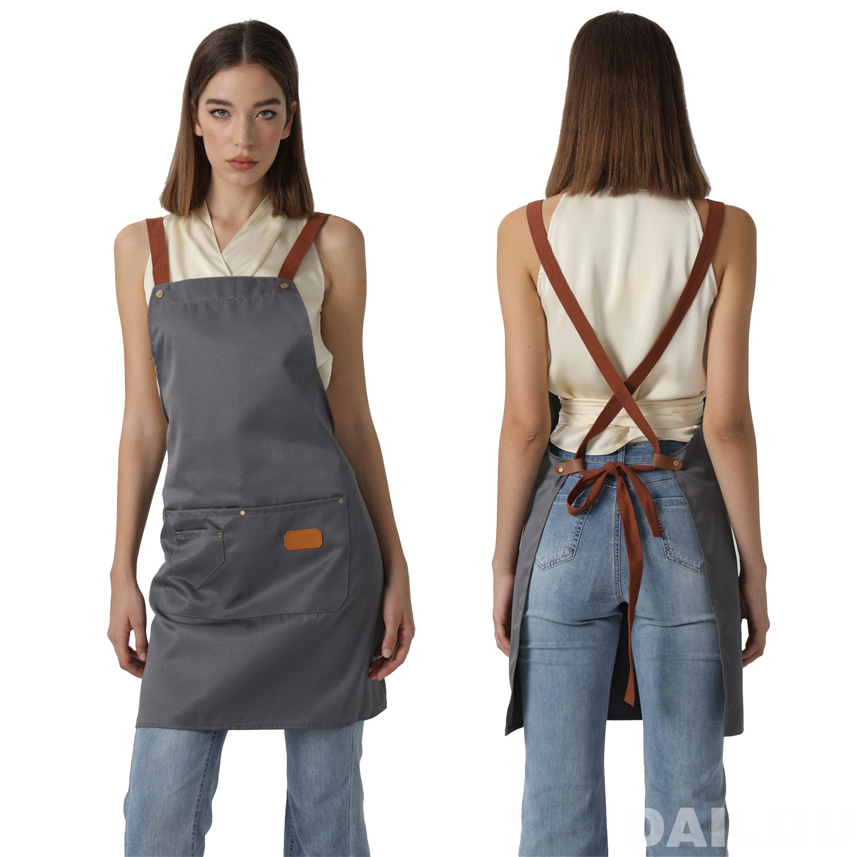 Personalized Apron Kitchen personality logo signature men's and women's kitchen Customized aprons home chef baking clothes with pockets adult bib waist bag ShopOnlyDeal