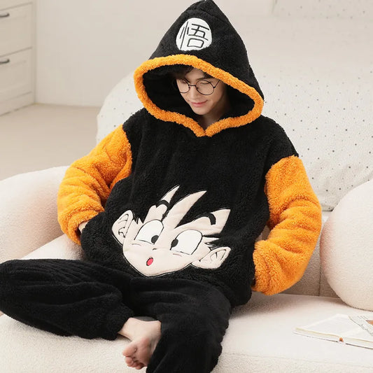 Kawaii Cute Animal Hooded Pajamas For Men's Winter Pajama Sets Sleepwear Kawai Nightwear Long Sleeve Thicken Warm Flannel Soft  Plus Size 3Xl O ShopOnlyDeal