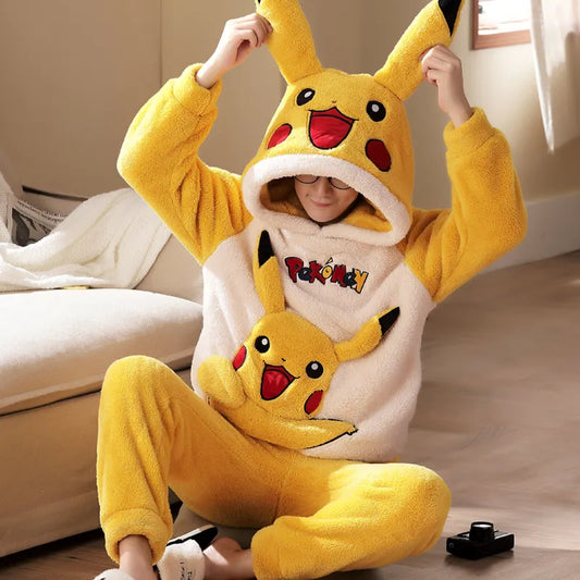 Kawaii Cute Animal Hooded Pajamas For Men's Winter Pajama Sets Sleepwear Kawai Nightwear Long Sleeve Thicken Warm Flannel Soft  Plus Size 3Xl I ShopOnlyDeal