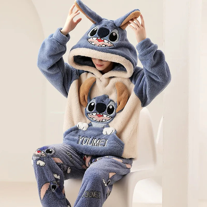 Kawaii Cute Animal Hooded Pajamas For Men's Winter Pajama Sets Sleepwear Kawai Nightwear Long Sleeve Thicken Warm Flannel Soft  Plus Size 3Xl D ShopOnlyDeal