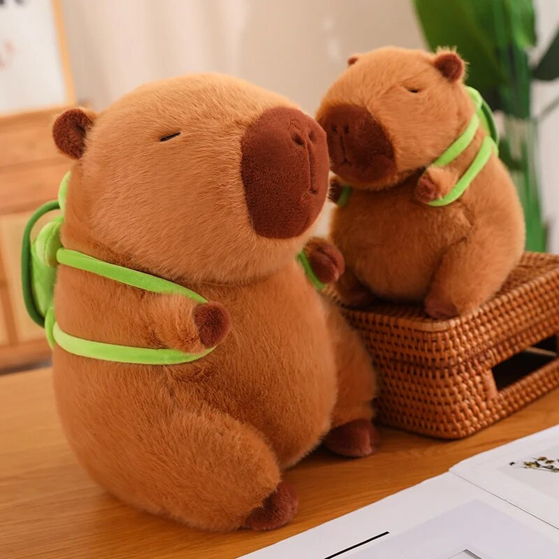 Cute Kawaii Capybara With Backpack Plush Toys Sitting Lovely Cartoon Animals Stuffed Dolls Holiday Gift Home Decor Sofa Plush Pillows ShopOnlyDeal