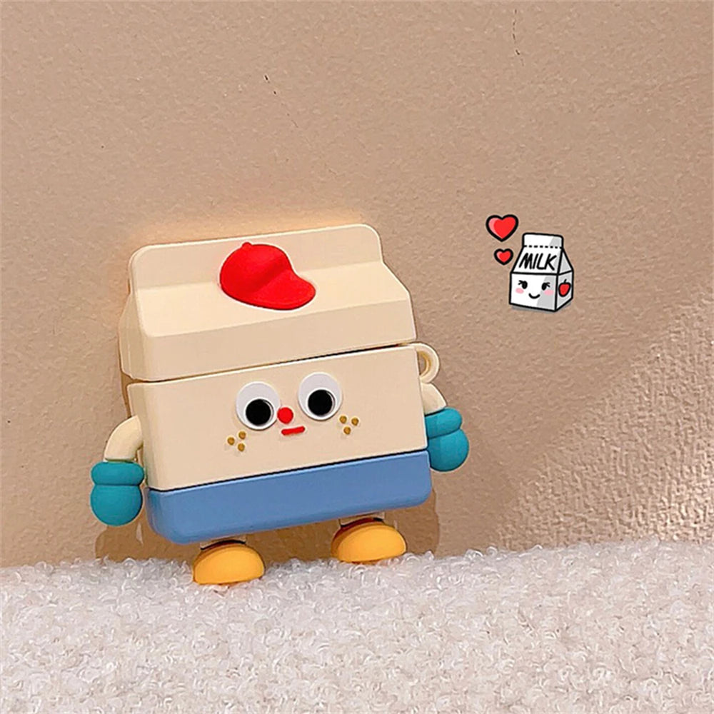 Cute Cartoon 3D Hat Robot Milk Silicone New Earphone Case For Airpods 1 2 3 Protective Shell Soft Case For Airpods Pro 2 Cover super lovely Store