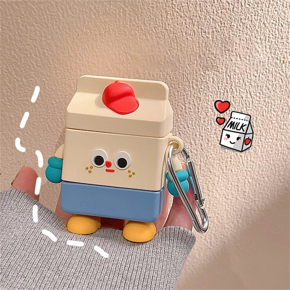 Cute Cartoon 3D Hat Robot Milk Silicone New Earphone Case For Airpods 1 2 3 Protective Shell Soft Case For Airpods Pro 2 Cover super lovely Store
