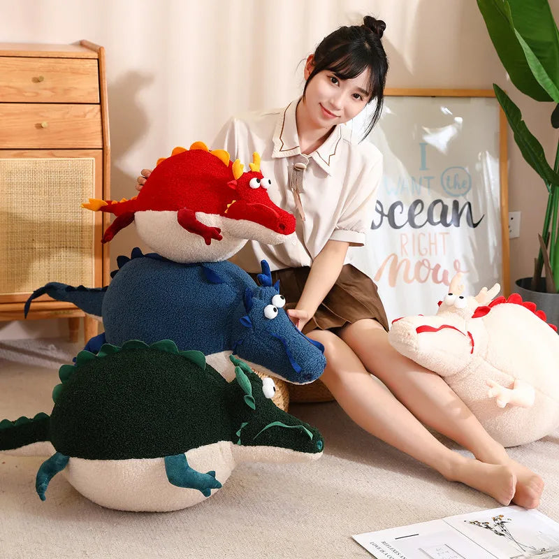 Cute Cartoon Dragon Plush Throw Pillow Toy Anime Stuffed Animals Round Fat Chubby Dragon Plushies Cushion Doll for Home Decor ShopOnlyDeal