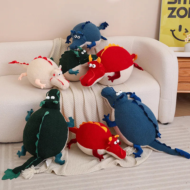 Cute Cartoon Dragon Plush Throw Pillow Toy Anime Stuffed Animals Round Fat Chubby Dragon Plushies Cushion Doll for Home Decor ShopOnlyDeal