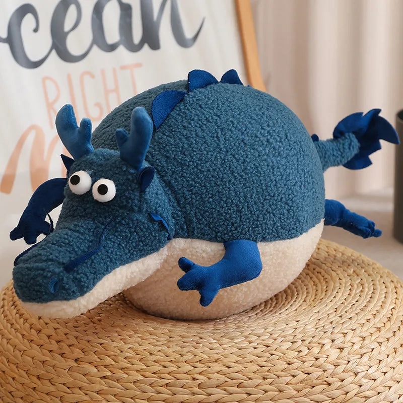 Cute Cartoon Dragon Plush Throw Pillow Toy Anime Stuffed Animals Round Fat Chubby Dragon Plushies Cushion Doll for Home Decor ShopOnlyDeal