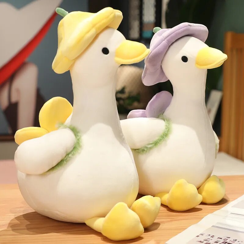 Cute Fluffy Duck Plush Toy Animal Cartoon Dressed Goose Doll Fashion Kawaii Stuffed Pillow for Kids Girls Birthday Gift 35-55CM ShopOnlyDeal