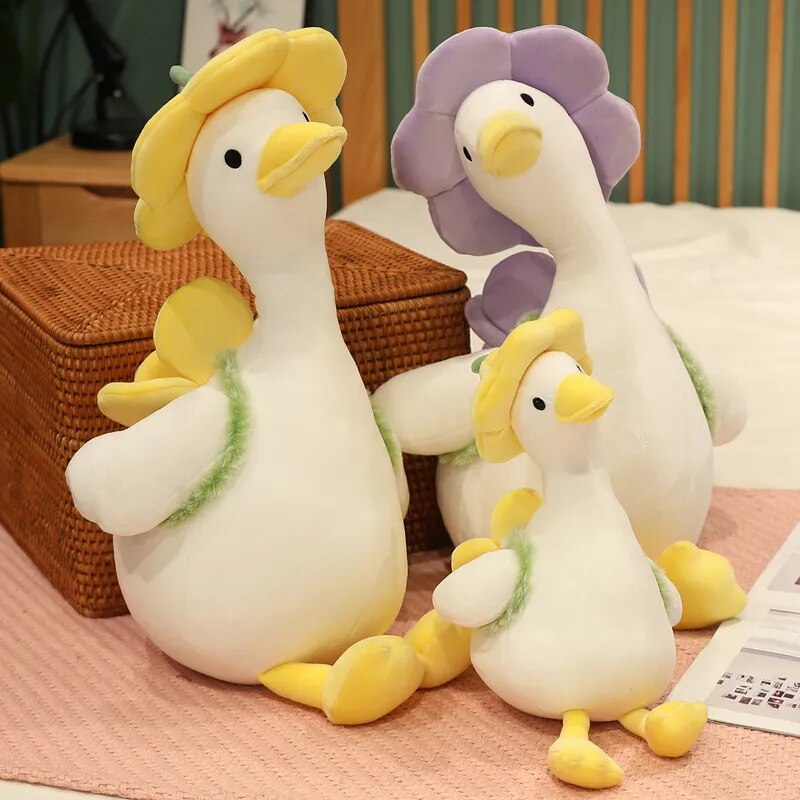 Cute Fluffy Duck Plush Toy Animal Cartoon Dressed Goose Doll Fashion Kawaii Stuffed Pillow for Kids Girls Birthday Gift 35-55CM ShopOnlyDeal