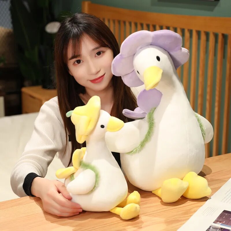 Cute Fluffy Duck Plush Toy Animal Cartoon Dressed Goose Doll Fashion Kawaii Stuffed Pillow for Kids Girls Birthday Gift 35-55CM ShopOnlyDeal