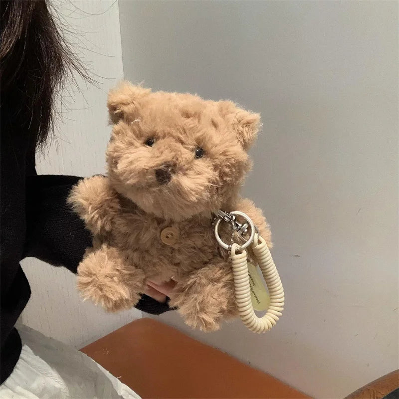 Cute Fur Fluffy Bear Earphone Case for Apple AirPods: Adorable Protective Silicone Charging Case with Plush Design ShopOnlyDeal