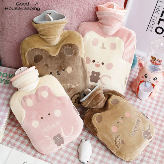 Cute Plush Hot Water Bottle Bag for Girls Plush Shoulder Hand Warmer Heat Pack Warm Belly Instant Hot Pack Winter Water Heating Pad ShopOnlyDeal