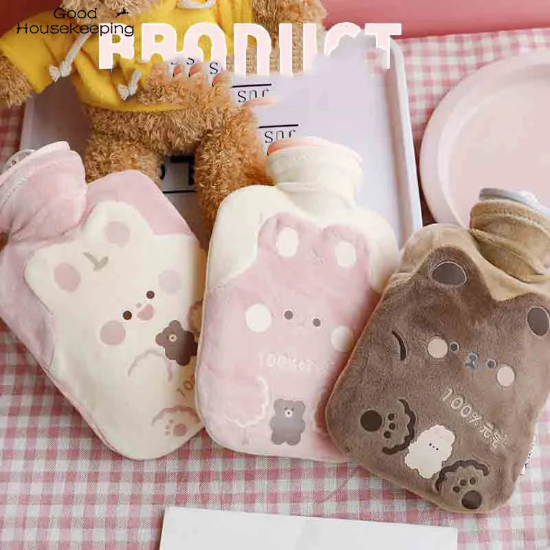 Cute Plush Hot Water Bottle Bag for Girls Plush Shoulder Hand Warmer Heat Pack Warm Belly Instant Hot Pack Winter Water Heating Pad ShopOnlyDeal