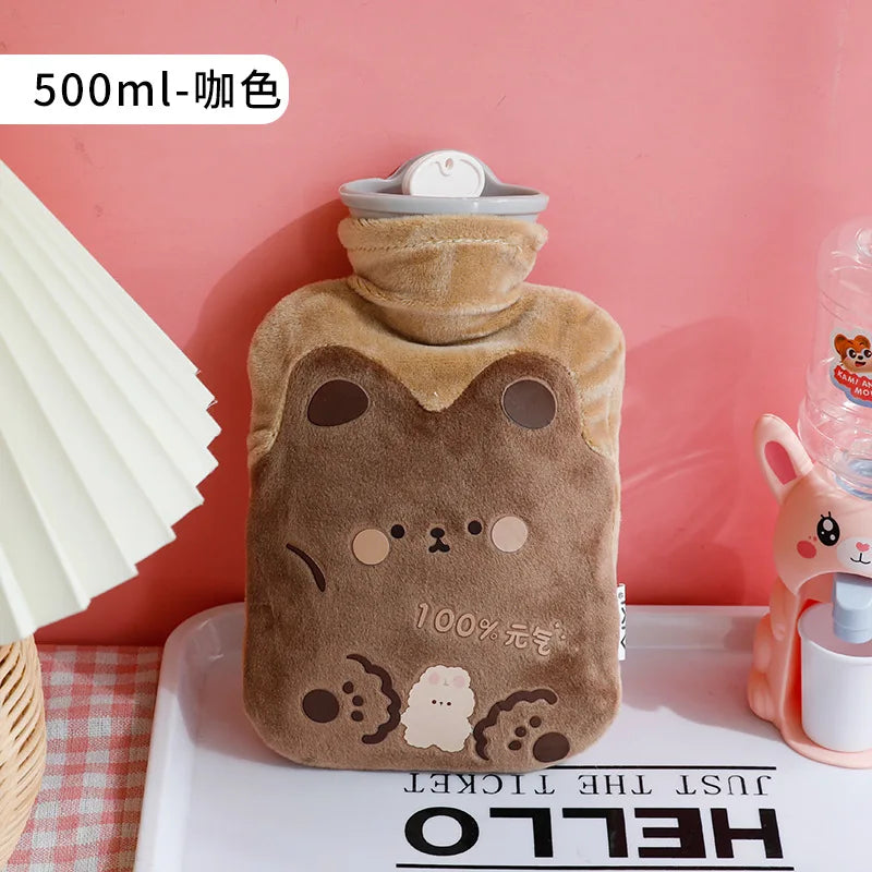 Cute Plush Hot Water Bottle Bag for Girls Plush Shoulder Hand Warmer Heat Pack Warm Belly Instant Hot Pack Winter Water Heating Pad ShopOnlyDeal