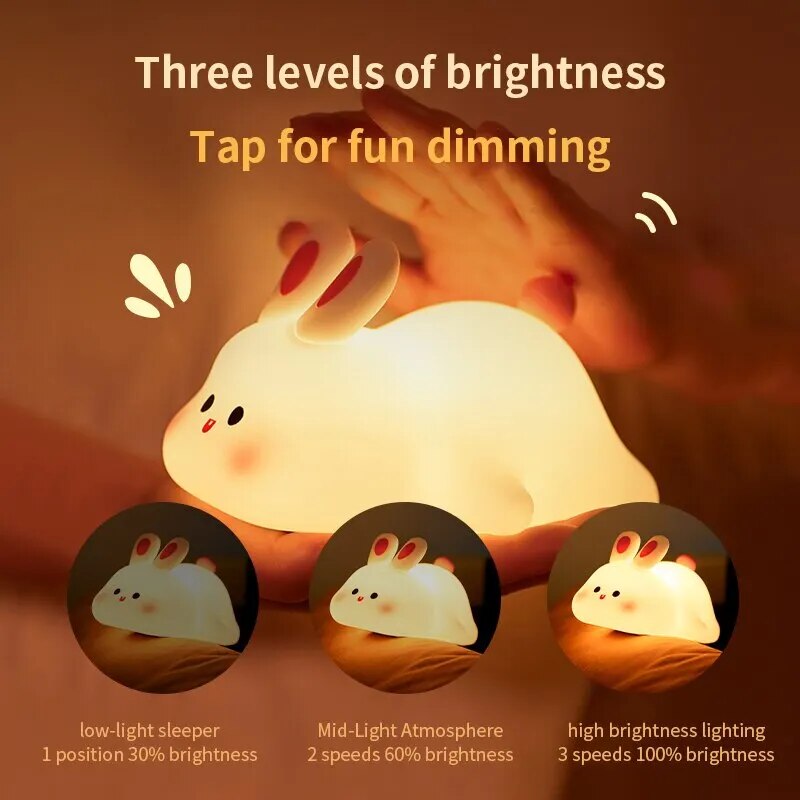 Christmas Gift Cute LED Night Light Touch Sensor Cartoon Kid's Nightlights Silicone Child Holiday Christmas Gift Bedside Lamp Bedroom Decor ShopOnlyDeal