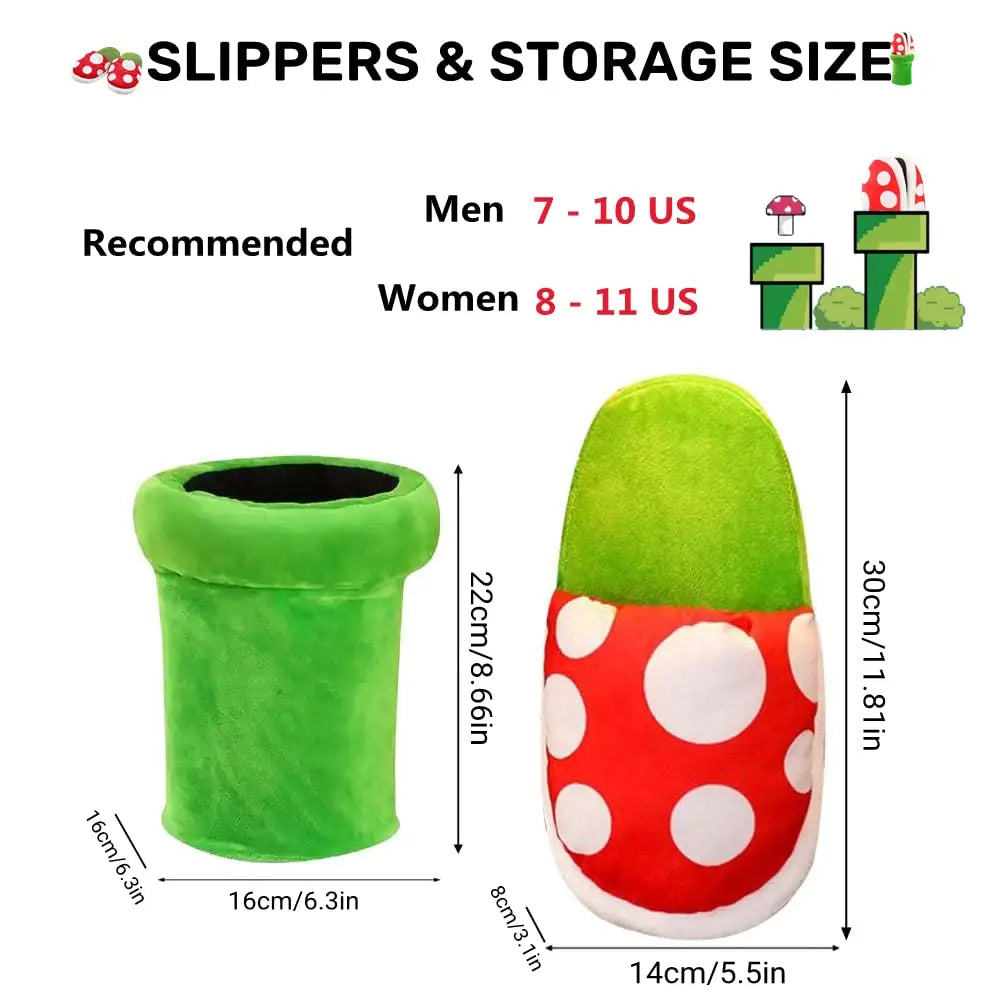 Cute Christmas Gift Piranha Plant House Slippers Creative Mushroom Stuffed Slippers Funny Gifts for Women Men Teens Bedroom Shoes ShopOnlyDeal