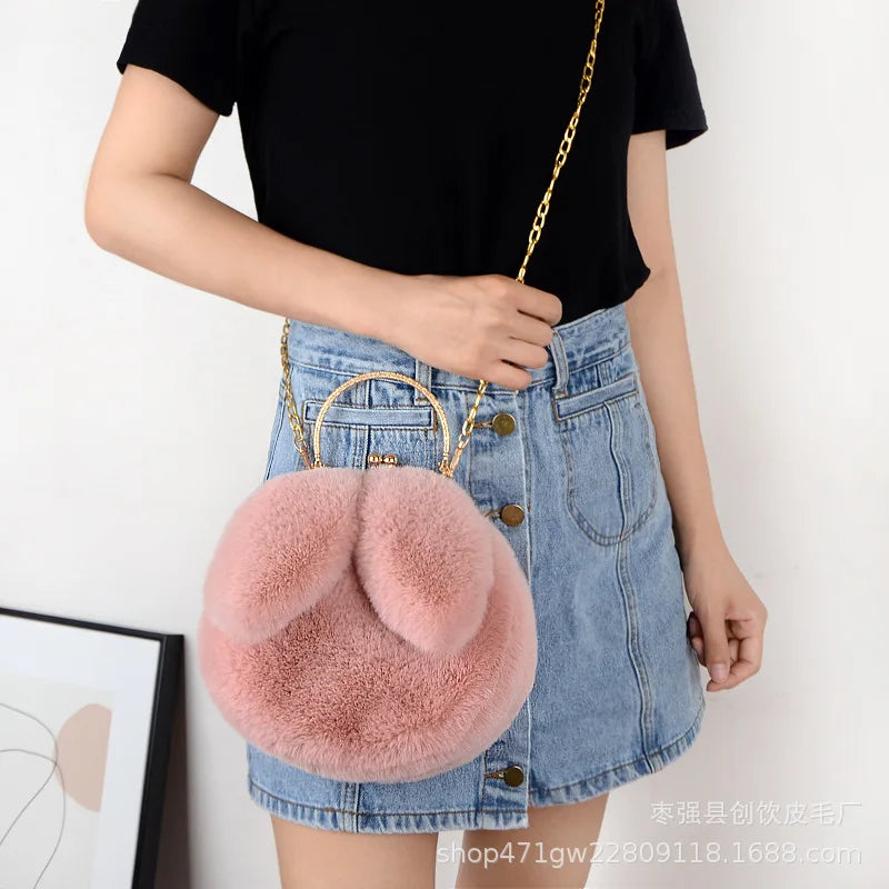 Kawaii Cute Plush Rabbit Crossbody Bags for Women Korean Version Cute Purses and Handbags Girls New Rabbit Ear Shoulder Messenger Bag Fashion Bag Shop Store