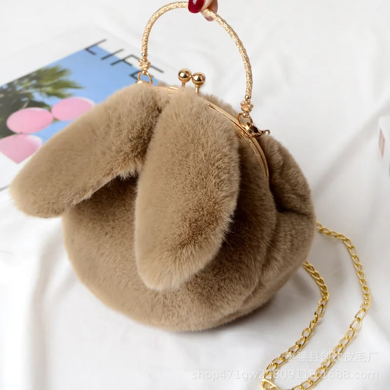 Kawaii Cute Plush Rabbit Crossbody Bags for Women Korean Version Cute Purses and Handbags Girls New Rabbit Ear Shoulder Messenger Bag Fashion Bag Shop Store