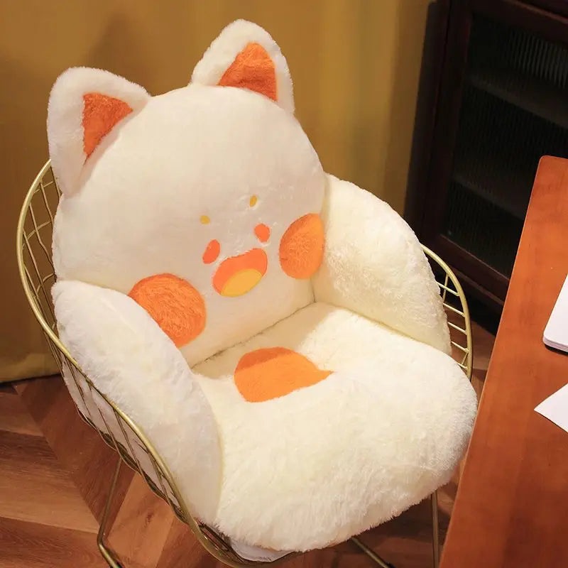 Cute Seat Cushion With Backrest, Kawaii Home Decor For Office Bedroom, DUDUCat Lazy Sofa,Comfortable and Soft,Cartoon Animal Style ShopOnlyDeal