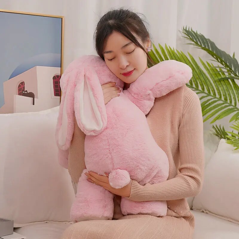 Cute Soft Lying Rabbit Plush Toy Stuffed Animals Doll Cushion Pink Rabbit Throw Pillow Hug Cuddly Plushies ShopOnlyDeal