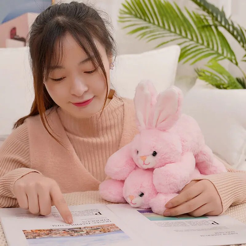 Cute Soft Lying Rabbit Plush Toy Stuffed Animals Doll Cushion Pink Rabbit Throw Pillow Hug Cuddly Plushies ShopOnlyDeal