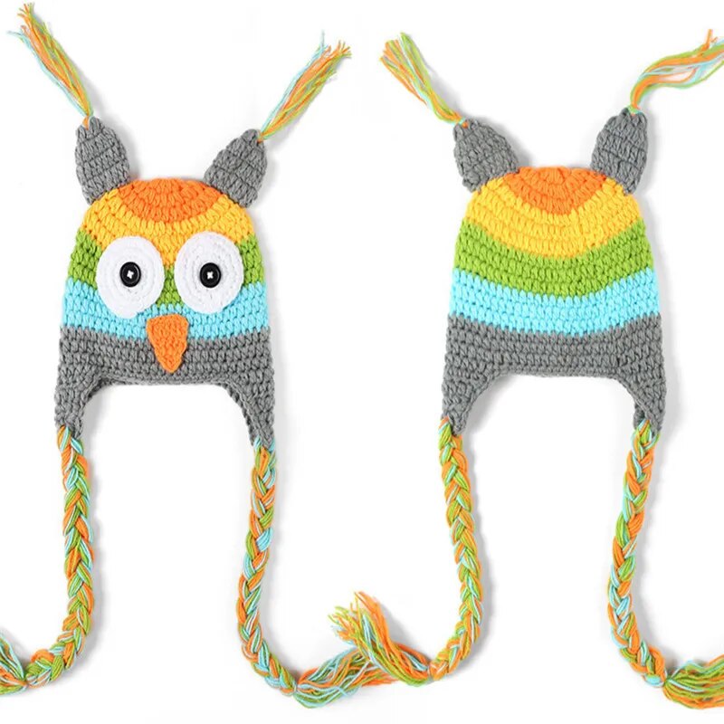 Cute Winter Baby Hat Cap Girls Boys Knitted Crochet Hats Baby Owl Hat With Ear Flap Toddler Infant Photography Props Animal Hat ShopOnlyDeal