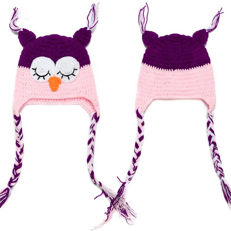 Cute Winter Baby Hat Cap Girls Boys Knitted Crochet Hats Baby Owl Hat With Ear Flap Toddler Infant Photography Props Animal Hat ShopOnlyDeal