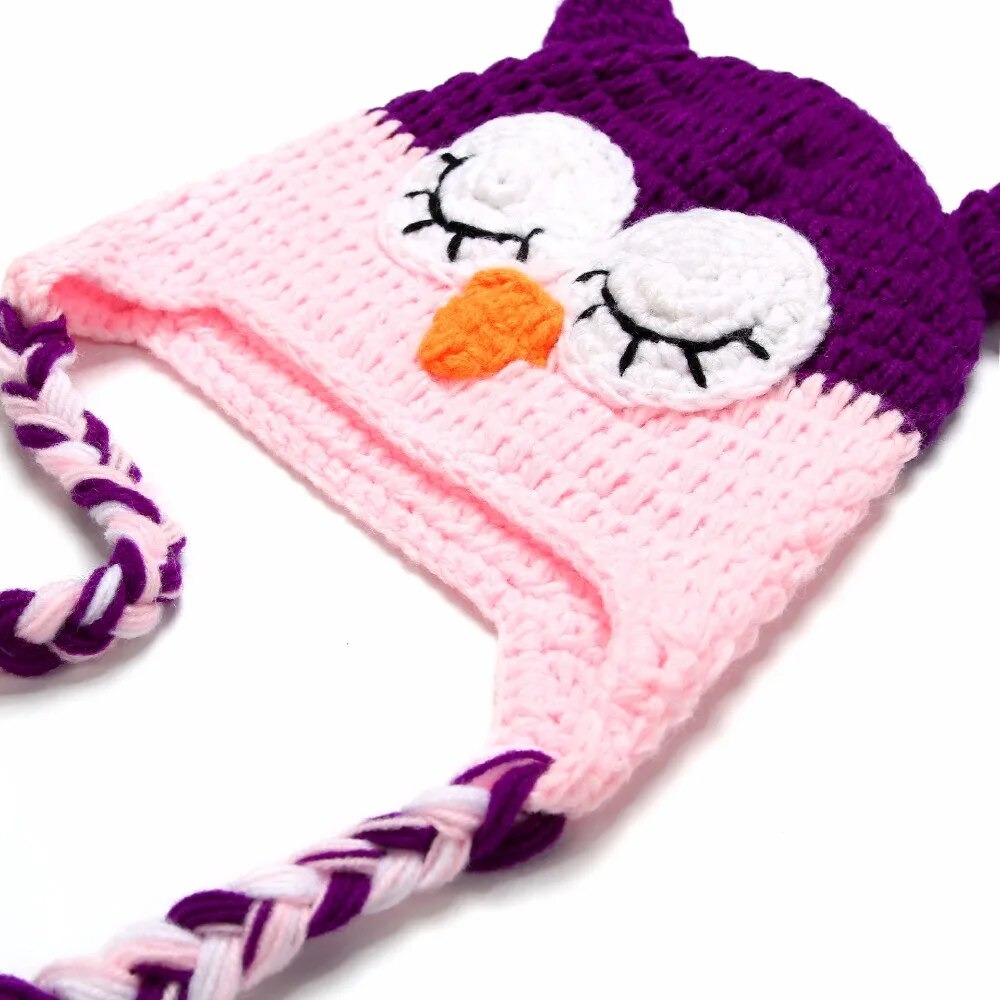 Cute Winter Baby Hat Cap Girls Boys Knitted Crochet Hats Baby Owl Hat With Ear Flap Toddler Infant Photography Props Animal Hat ShopOnlyDeal