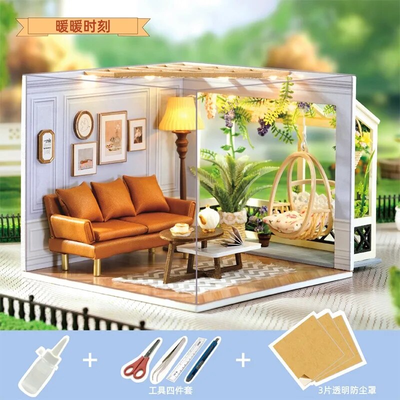 Coffee Shop DIY Dollhouse Kit with Furniture and Light Coffee Shop Miniature Doll House Wooden Model Toy for Adult Birthday Gifts ShopOnlyDeal