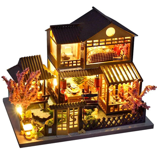 Dollhouse Wooden Doll Houses DiY Miniature Doll House Furniture Kit Led Toys for Children Birthday Gift ShopOnlyDeal