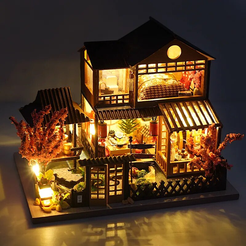 Dollhouse Wooden Doll Houses DiY Miniature Doll House Furniture Kit Led Toys for Children Birthday Gift ShopOnlyDeal