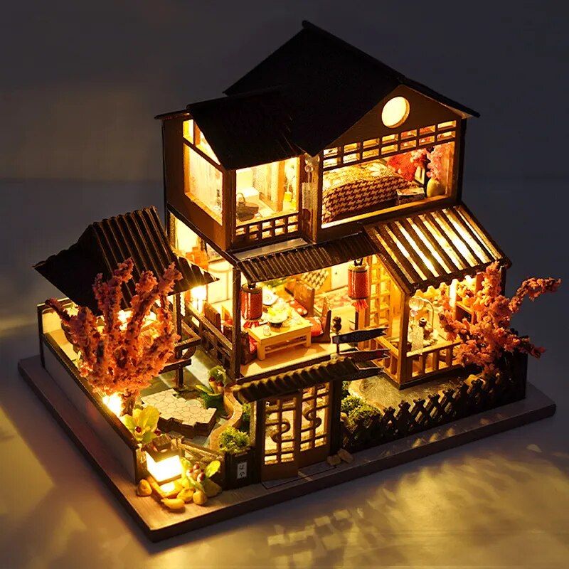 Dollhouse Wooden Doll Houses DiY Miniature Doll House Furniture Kit Led Toys for Children Birthday Gift ShopOnlyDeal