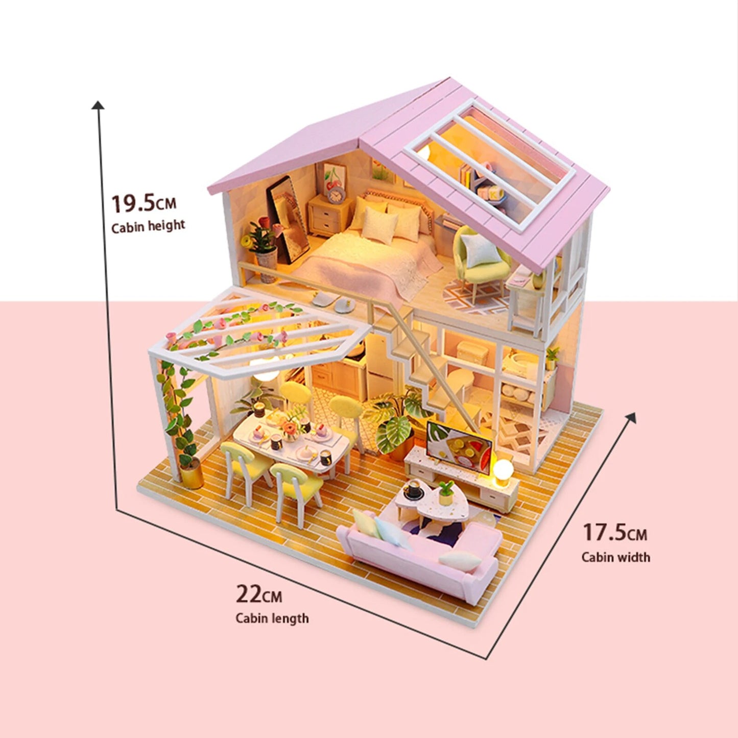 DIY Dollhouse Wooden Doll Houses Miniature Doll House Furniture Kit with LED Light Music for Children Birthday Gift ShopOnlyDeal