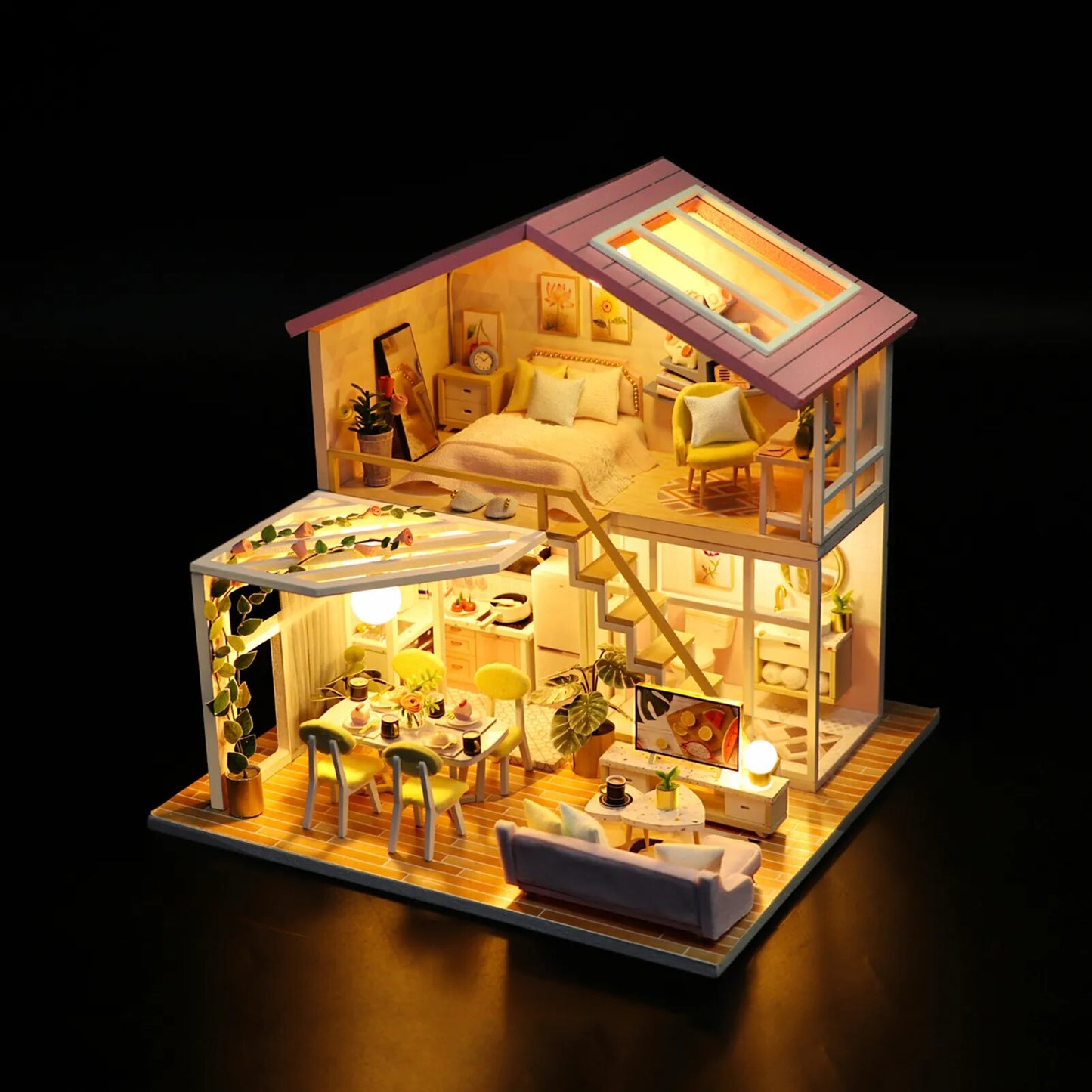 DIY Dollhouse Wooden Doll Houses Miniature Doll House Furniture Kit with LED Light Music for Children Birthday Gift ShopOnlyDeal