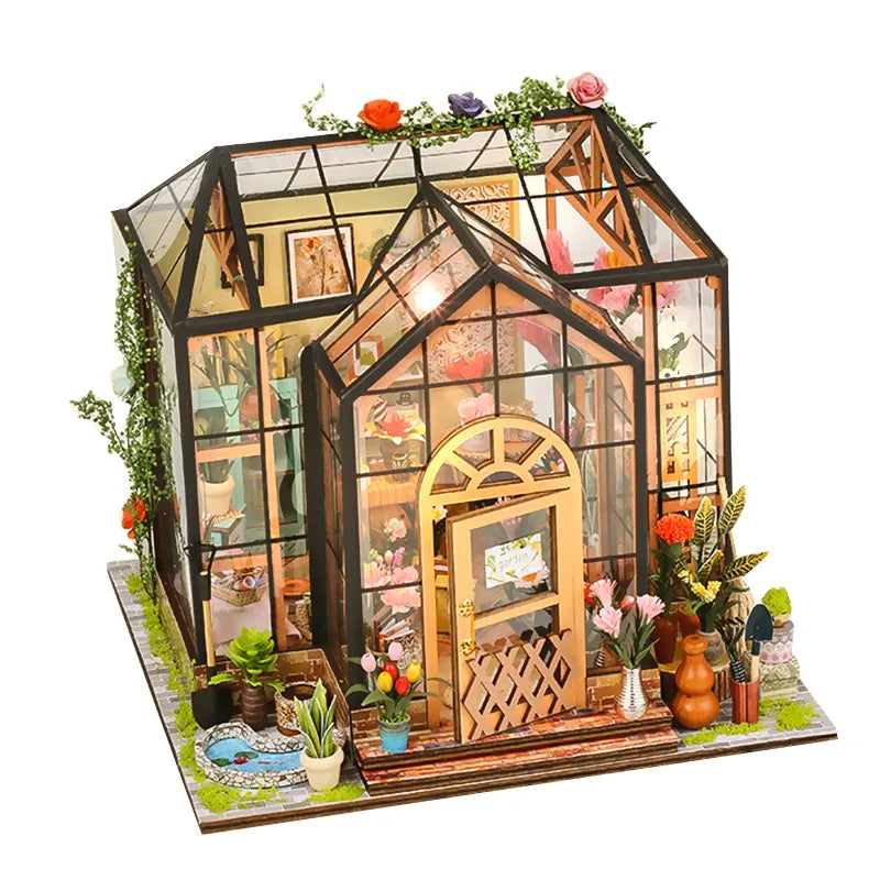 Miniature Greenhouse DIY Miniature Dollhouse Greenhouse Wooden Doll House Toys Gifts ShopOnlyDeal