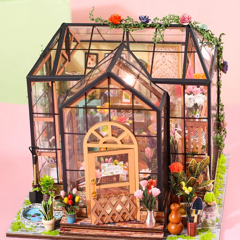 Miniature Greenhouse DIY Miniature Dollhouse Greenhouse Wooden Doll House Toys Gifts ShopOnlyDeal